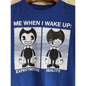 Bendy Game Shirt Youth Large Blue Me When I Wake Up Expectation Reality‎